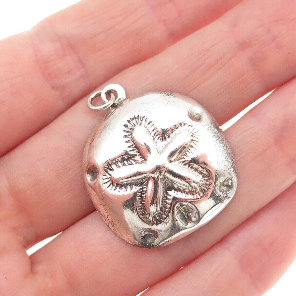 SX Sally C 925 Sterling Silver Vintage Sand Dollar Charm Pendant